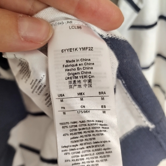 NWT Armani Exchange Navy Blue White Striped Cardigan Sweater SZ M - Picture 6 of 8